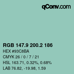 カラーコード: RGB 147.9 200.2 186 | qconv.com