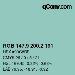 Color code: RGB 147.9 200.2 191 | qconv.com