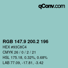 Color code: RGB 147.9 200.2 196 | qconv.com