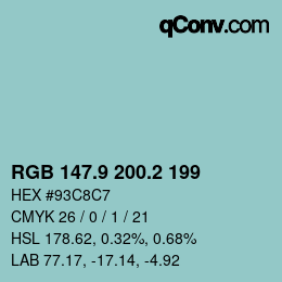 Color code: RGB 147.9 200.2 199 | qconv.com