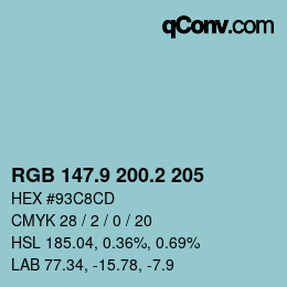 カラーコード: RGB 147.9 200.2 205 | qconv.com