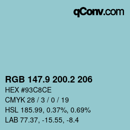 Color code: RGB 147.9 200.2 206 | qconv.com