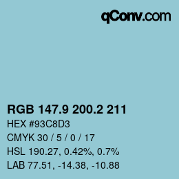 Color code: RGB 147.9 200.2 211 | qconv.com