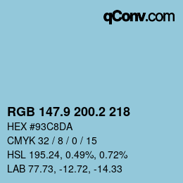 Color code: RGB 147.9 200.2 218 | qconv.com