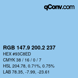 Color code: RGB 147.9 200.2 237 | qconv.com