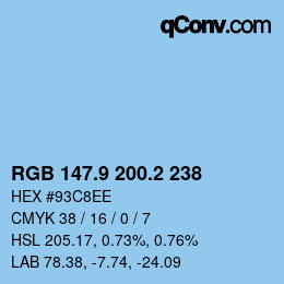 Farbcode: RGB 147.9 200.2 238 | qconv.com