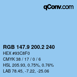 Color code: RGB 147.9 200.2 240 | qconv.com