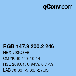 Color code: RGB 147.9 200.2 246 | qconv.com