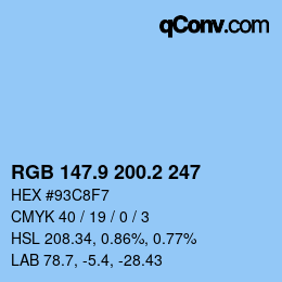 Color code: RGB 147.9 200.2 247 | qconv.com