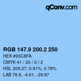 Color code: RGB 147.9 200.2 250 | qconv.com