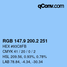 Color code: RGB 147.9 200.2 251 | qconv.com