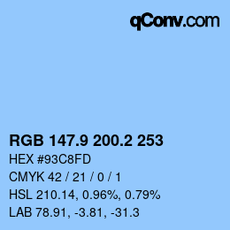 Color code: RGB 147.9 200.2 253 | qconv.com