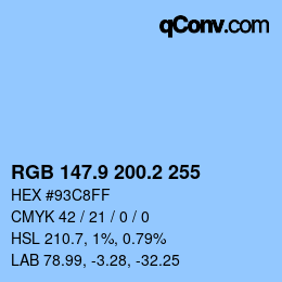 カラーコード: RGB 147.9 200.2 255 | qconv.com
