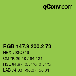 カラーコード: RGB 147.9 200.2 73 | qconv.com