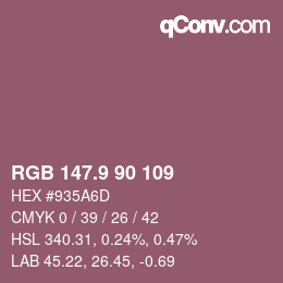 カラーコード: RGB 147.9 90 109 | qconv.com