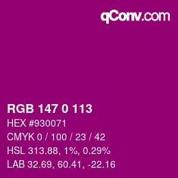 Color code: RGB 147 0 113 | qconv.com