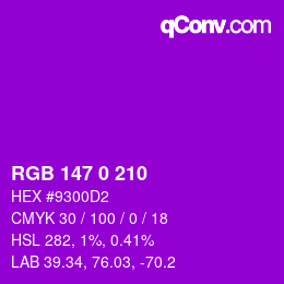 Color code: RGB 147 0 210 | qconv.com