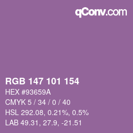 颜色代码: RGB 147 101 154 | qconv.com