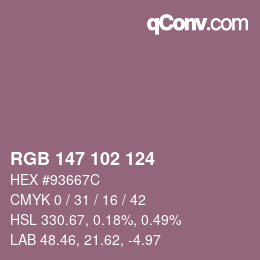 Color code: RGB 147 102 124 | qconv.com