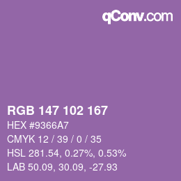 Color code: RGB 147 102 167 | qconv.com