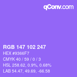 Color code: RGB 147 102 247 | qconv.com