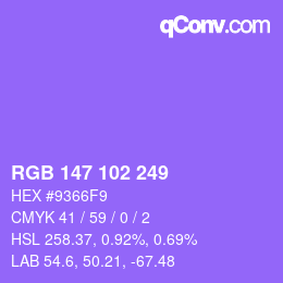 Color code: RGB 147 102 249 | qconv.com