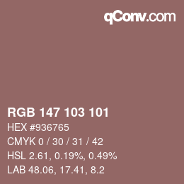 Color code: RGB 147 103 101 | qconv.com