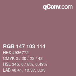 カラーコード: RGB 147 103 114 | qconv.com