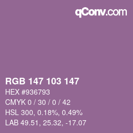 Color code: RGB 147 103 147 | qconv.com