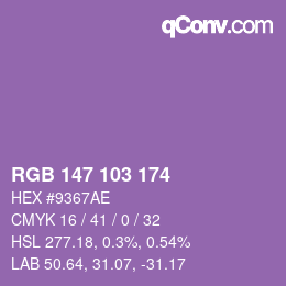 Color code: RGB 147 103 174 | qconv.com