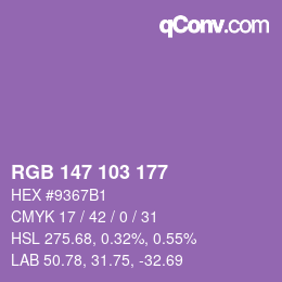 カラーコード: RGB 147 103 177 | qconv.com
