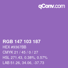 Color code: RGB 147 103 187 | qconv.com