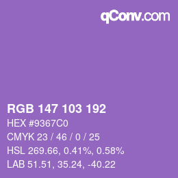 Color code: RGB 147 103 192 | qconv.com
