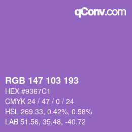 Color code: RGB 147 103 193 | qconv.com