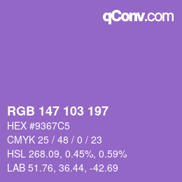 Color code: RGB 147 103 197 | qconv.com