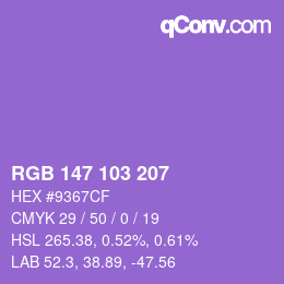Color code: RGB 147 103 207 | qconv.com