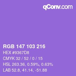 Color code: RGB 147 103 216 | qconv.com