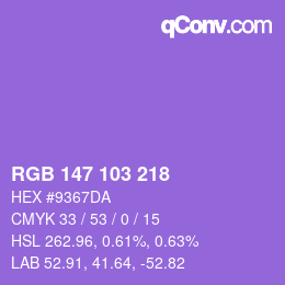 Color code: RGB 147 103 218 | qconv.com