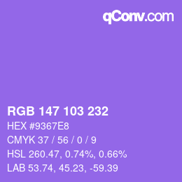 カラーコード: RGB 147 103 232 | qconv.com