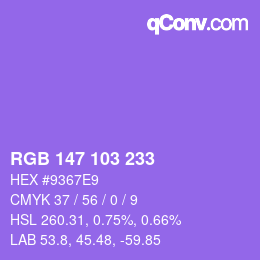 Color code: RGB 147 103 233 | qconv.com