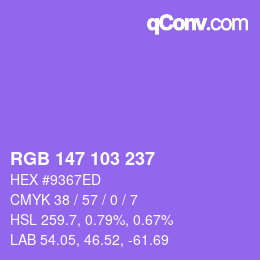 Color code: RGB 147 103 237 | qconv.com
