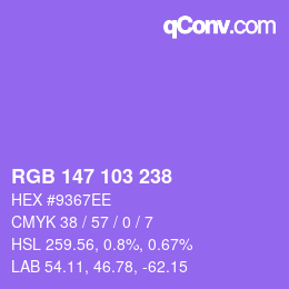 Color code: RGB 147 103 238 | qconv.com