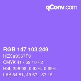 カラーコード: RGB 147 103 249 | qconv.com