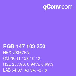 Color code: RGB 147 103 250 | qconv.com