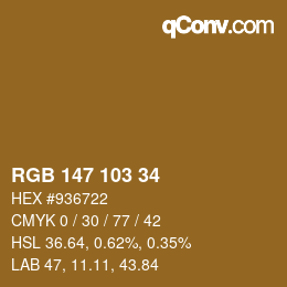 Color code: RGB 147 103 34 | qconv.com