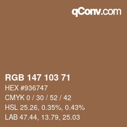 Color code: RGB 147 103 71 | qconv.com