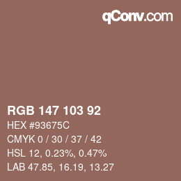 カラーコード: RGB 147 103 92 | qconv.com