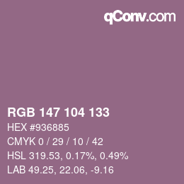 颜色代码: RGB 147 104 133 | qconv.com