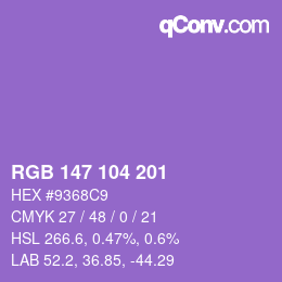 カラーコード: RGB 147 104 201 | qconv.com