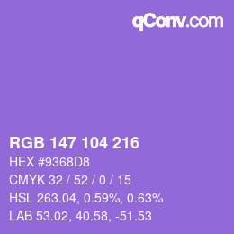 Color code: RGB 147 104 216 | qconv.com